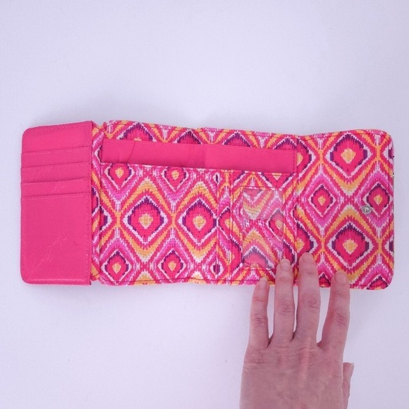 Vera Bradley Pink‎ & Yellow Floral Clementine Trifold Wallet - Picture 5 of 7